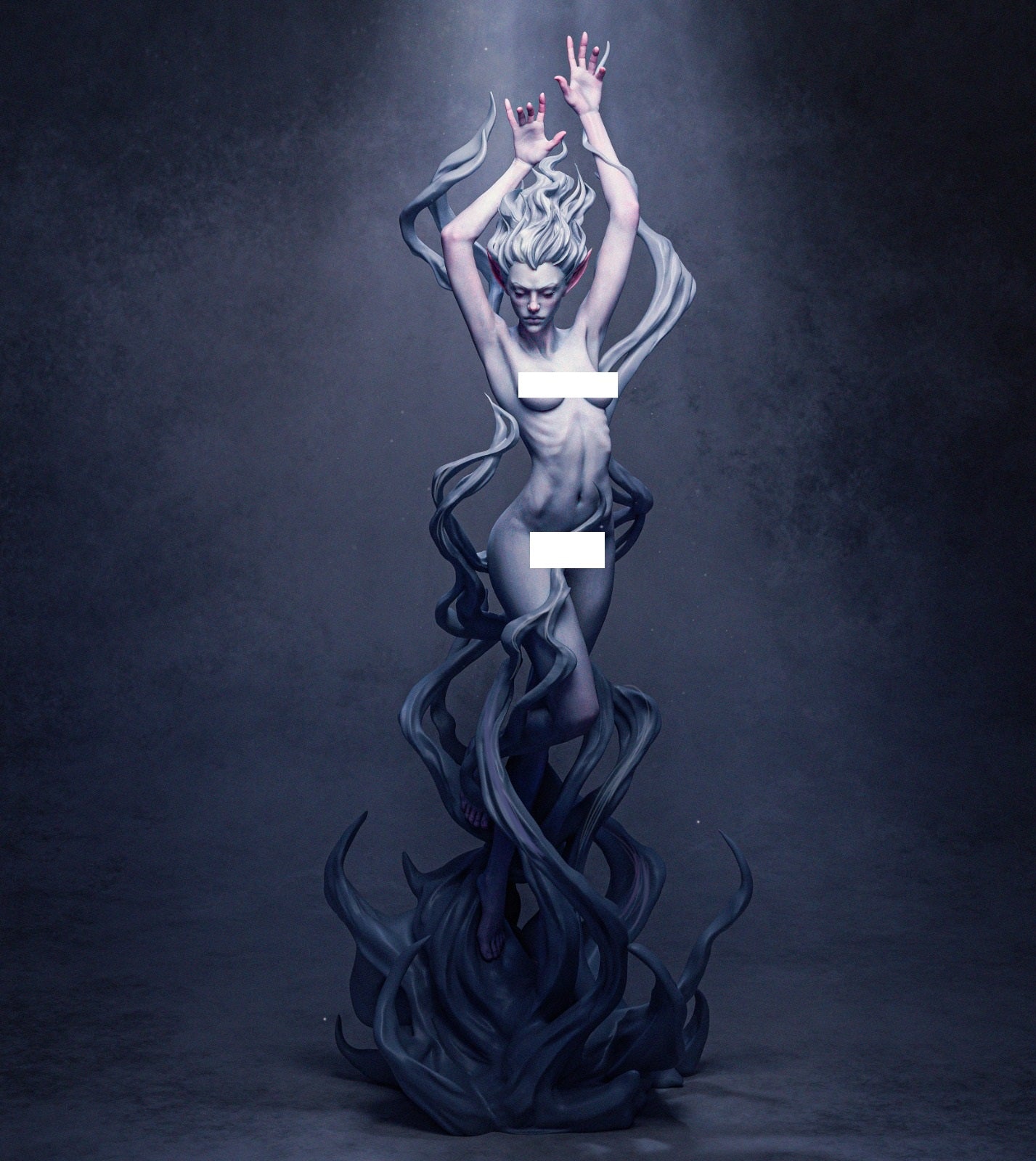 Full view of the Sirena figurine inspired by Greek mythology, depicting a graceful pose with long, flowing hair, embodying the siren's mythical charm.