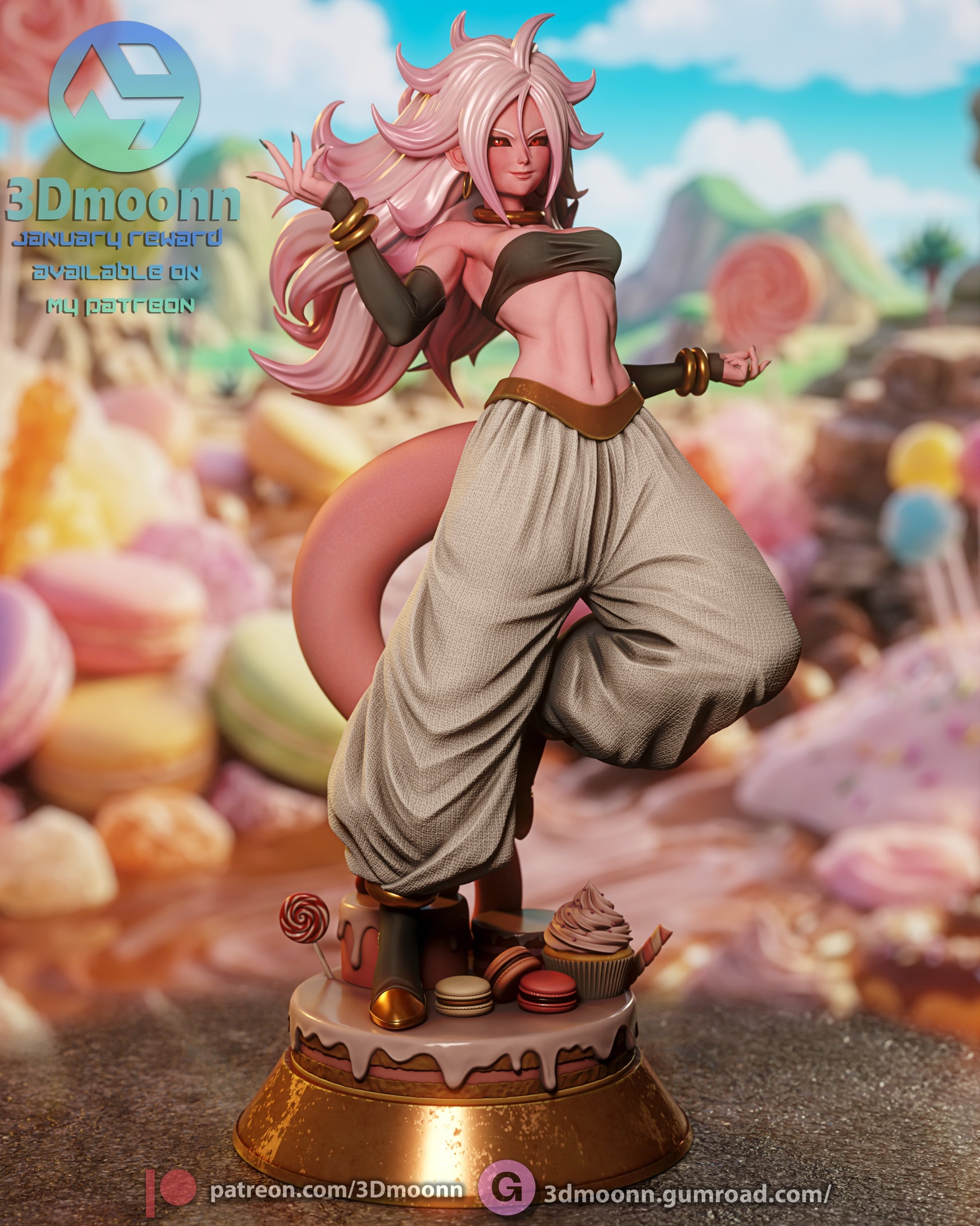 Android 21 Dragon Ball FighterZ 1:6 scale figure dynamic stance tail visible candy terrain