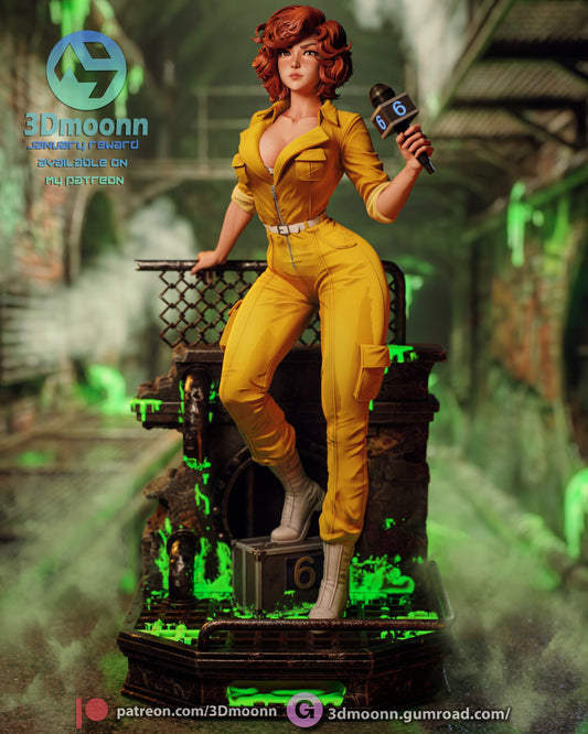 April O’Neil TMNT 1:6 scale figure reporter pose sewer base microphone