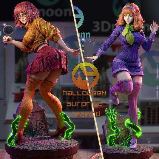 Velma and Daphne Diorama - Scooby Doo (SFW/NSFW 18+ Only) - 1:6 Scale