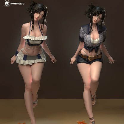 Tifa Lockhart – front view showing ruffled two-piece outfit and relaxed beach stance.