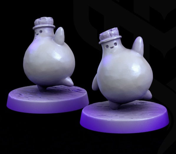 Tiny Chromunculus pair in playful poses, resembling animated bottles with a curious demeanor, ideal for adding quirky elements to Dungeons & Dragons campaigns.