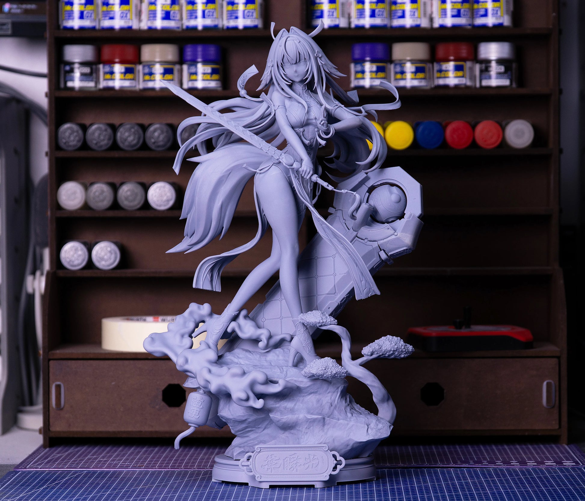 Ye Shunguang Zenless Zone Zero 1:7 scale figure resin print assembled on workbench