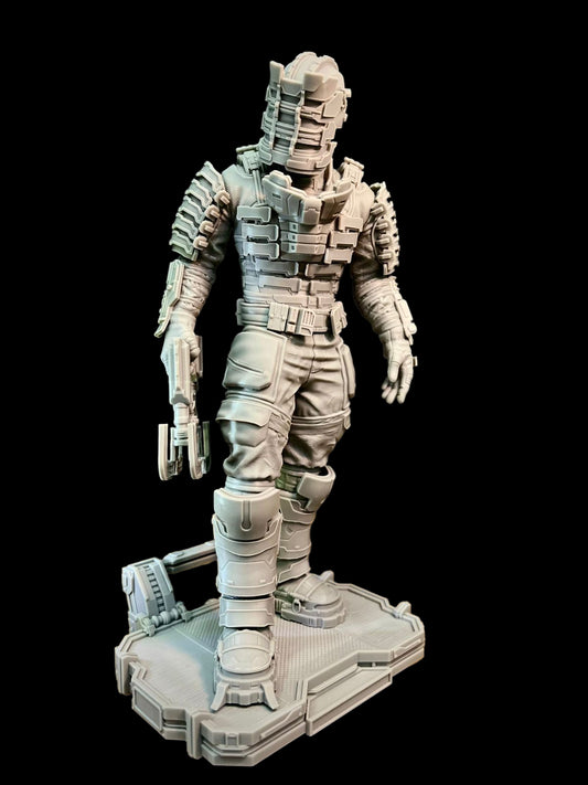 Gray resin version of Isaac Clarke 1:6 scale collectible figure unpainted on display base.