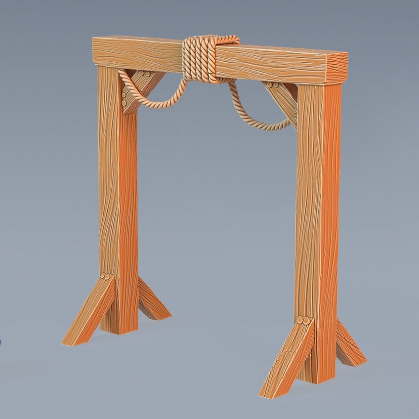  A freestanding dwarf mine wooden signpost with angular braces and planked texture.