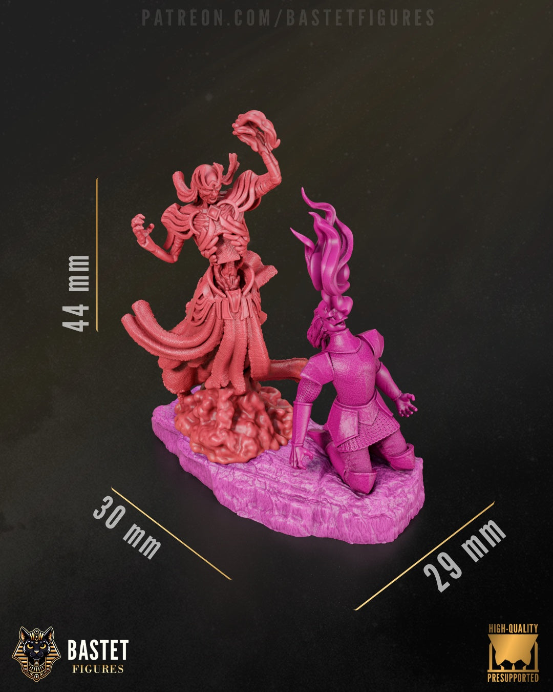 Vecna Forgotten Realms 32mm scale miniature full scene with kneeling armored figure