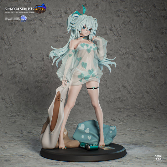 Florence Girls’ Frontline 2 Exilium painted 1:8 scale collectible figure front view detailed hair sweater thigh-high stockings display base