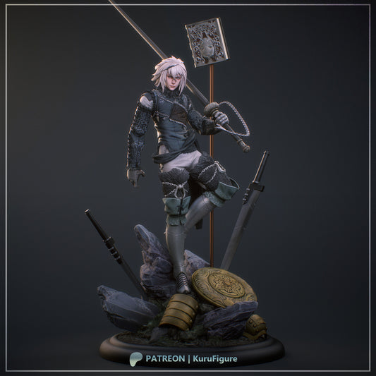 Brother Nier NieR Replicant collectible figure alternate angle sword raised dynamic pose rocky base