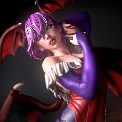Lilith Aensland front view playful pose bat wings Darkstalkers statue