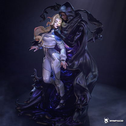 Cloak character hooded male engulfing Dagger shadow energy tendrils Marvel Rivals statue