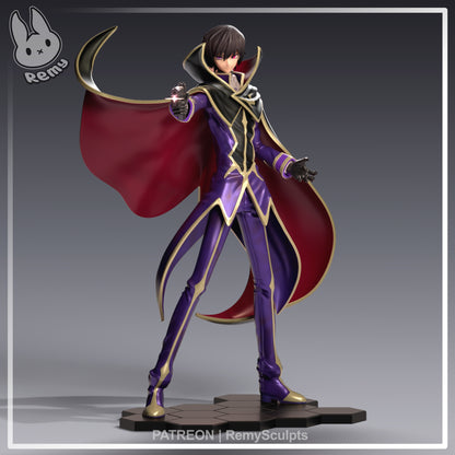 lelouch vi britannia code geass 1:7 scale figure full body front pose zero costume cape pistol