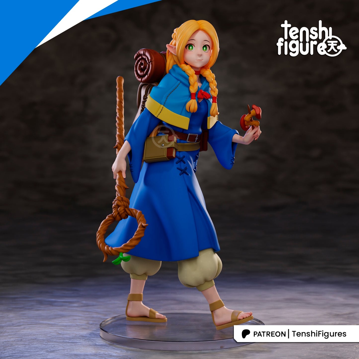 Marcille Donato Delicious in Dungeon full body front pose 1:7 scale figure fantasy anime mage traveler staff backpack collectible