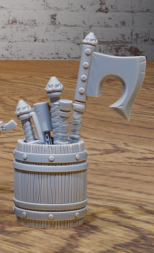 Bandit Camp Scatter Terrain – Weapon Rack and Pile