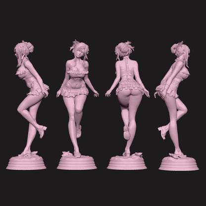 Tifa Lockhart – SFW Pose Turnarounds: Full 360° sculpt views of the SFW version with ruffled top and skirt.