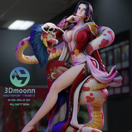 Boa Hancock One Piece 1:6 scale figure seated pose with serpent companion, red dress.
