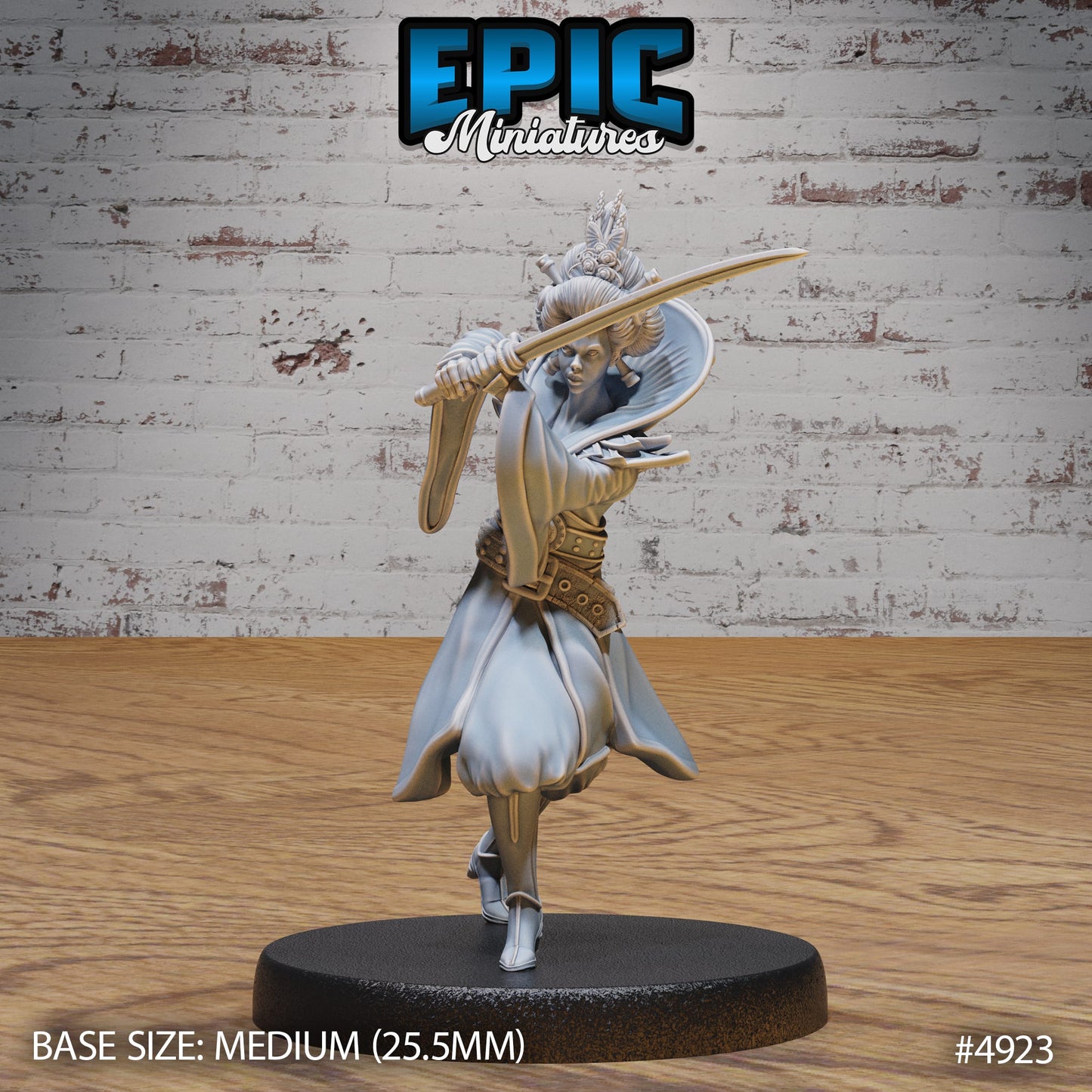 The Warrior Empress brandishes her sword, prepared to carve her path to victory with grace and ferocity. This miniature brings a powerful royal presence to the table.