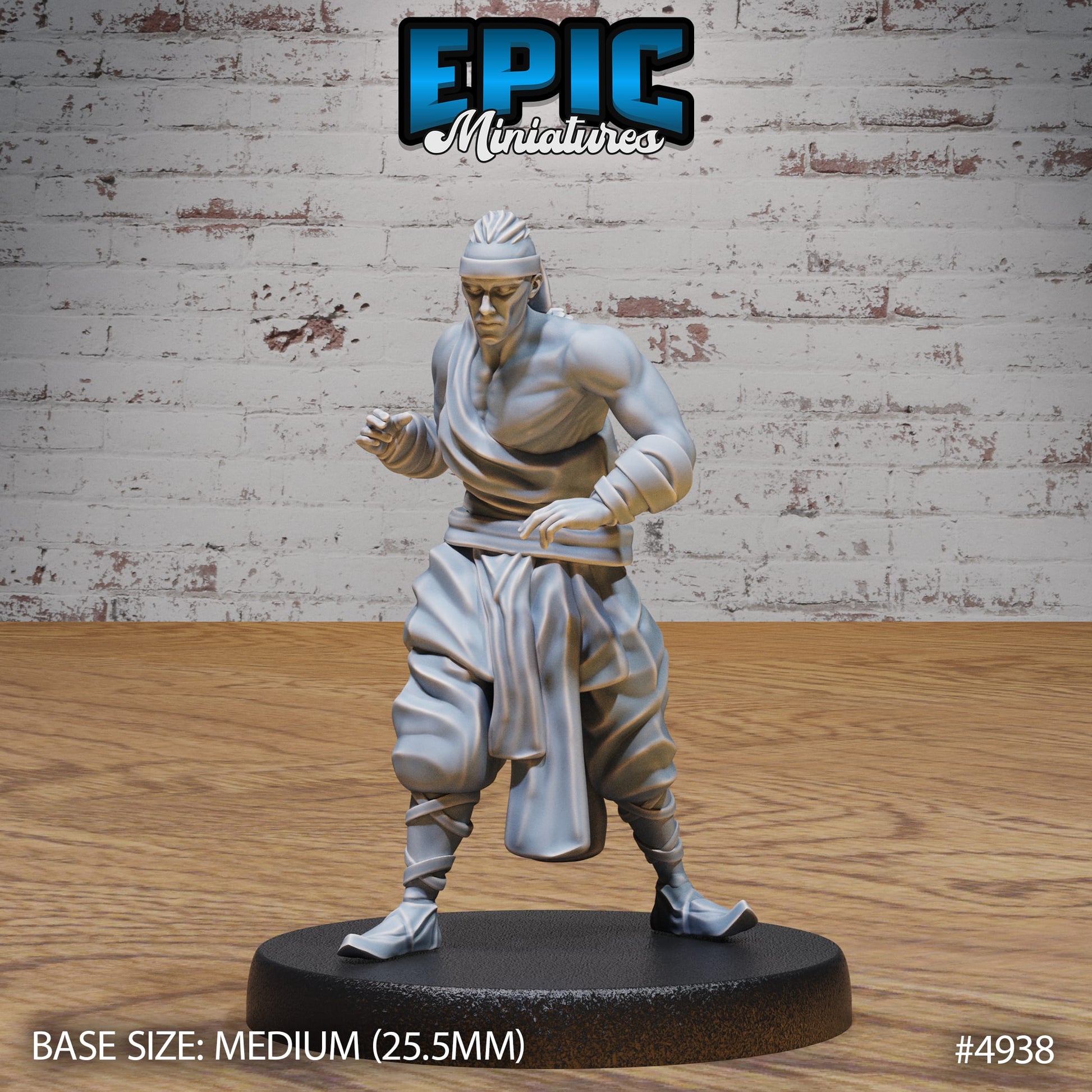 Martial Arts Monk miniature in a ready stance, hands poised for action, looking like he's debating whether to fight or meditate. Perfect for TTRPG fans who want a calm but deadly presence on the battlefield.