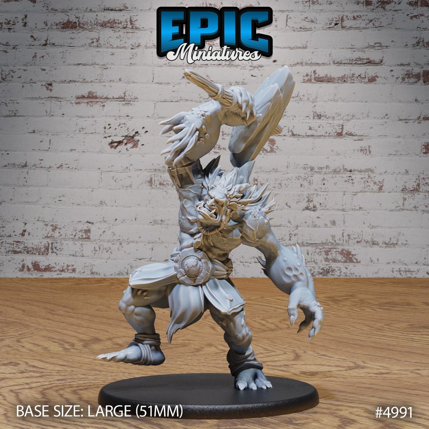 Savage Troll miniature in an attacking stance, raising a heavy weapon overhead, body bristling with spikes. Perfect addition to Dungeons & Dragons encounters.