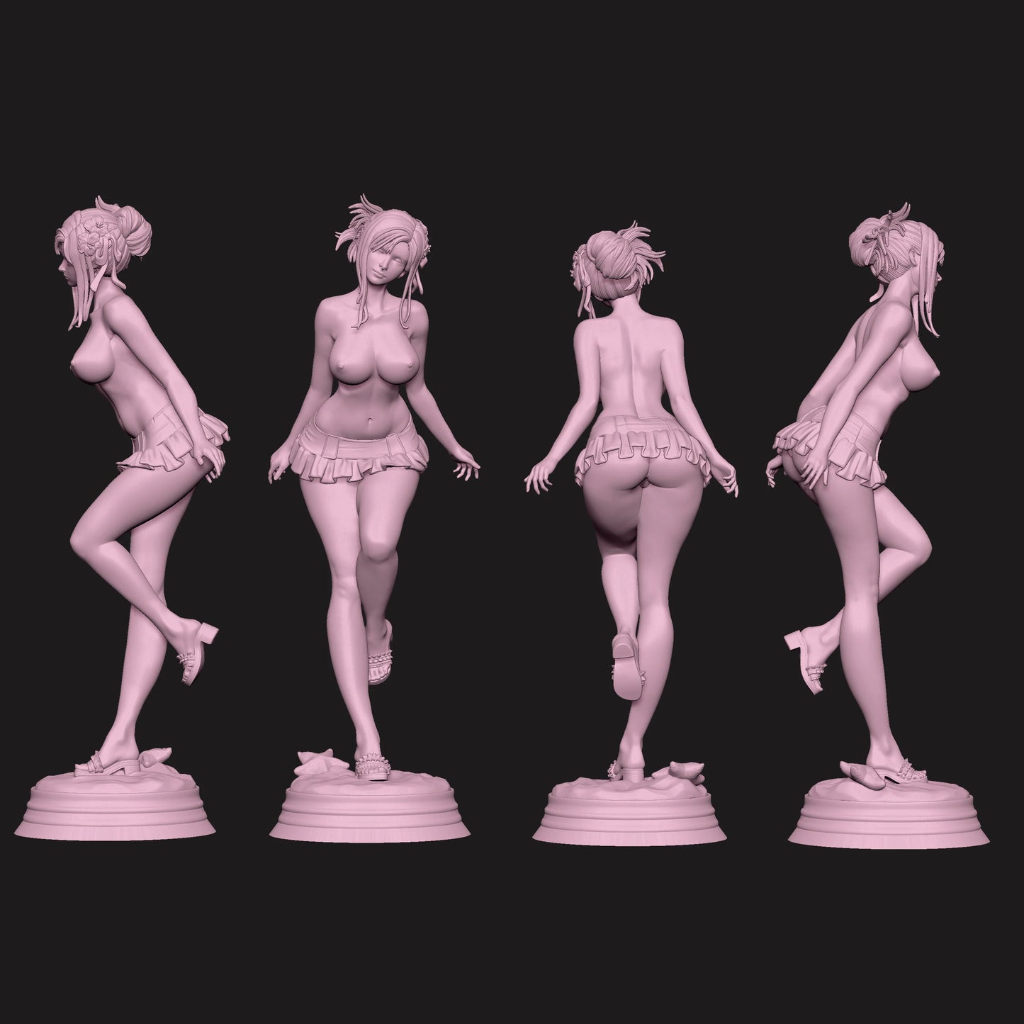 Tifa Lockhart – NSFW Pose Turnarounds: Full 360° sculpt views of the NSFW version showing pose and anatomy detail.