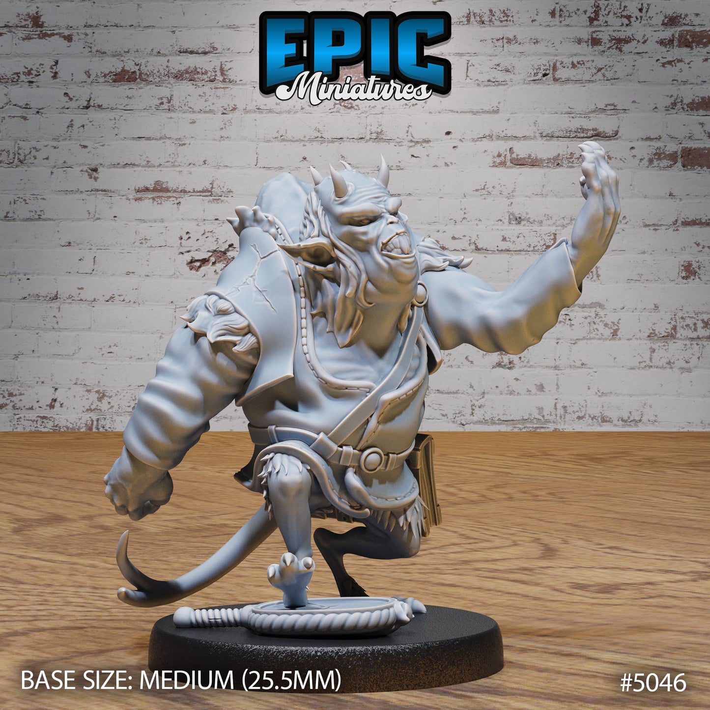 Hunchback Fiend miniature gesturing dramatically with one hand, as if breaking an invisible mirror, hunched and ominous, perfect for dark TTRPG encounters.