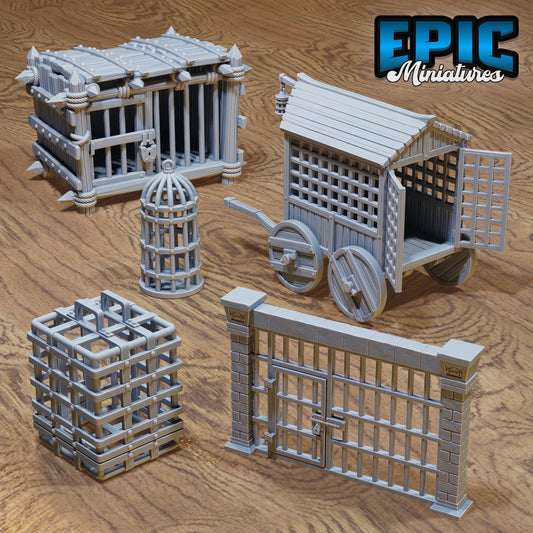 Prison Cages Terrain – Medieval Jail Cells & Wagons