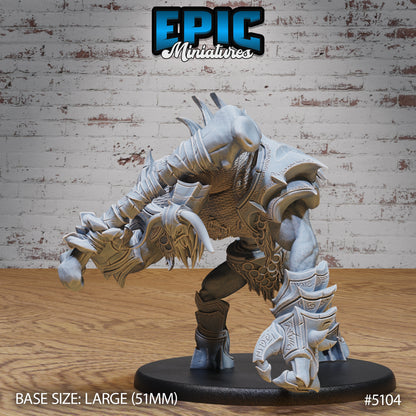 Bone Guard walking miniature with spiked armor and clawed gauntlets, striding forward menacingly, ideal for Pathfinder or DnD sessions.