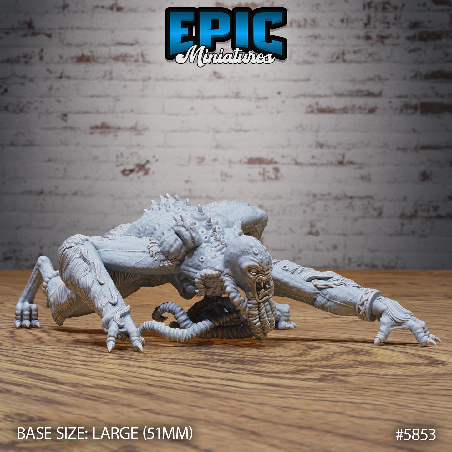 large aberration on all fours, elongated limbs, tentacled mouth open, and grotesque body detail.