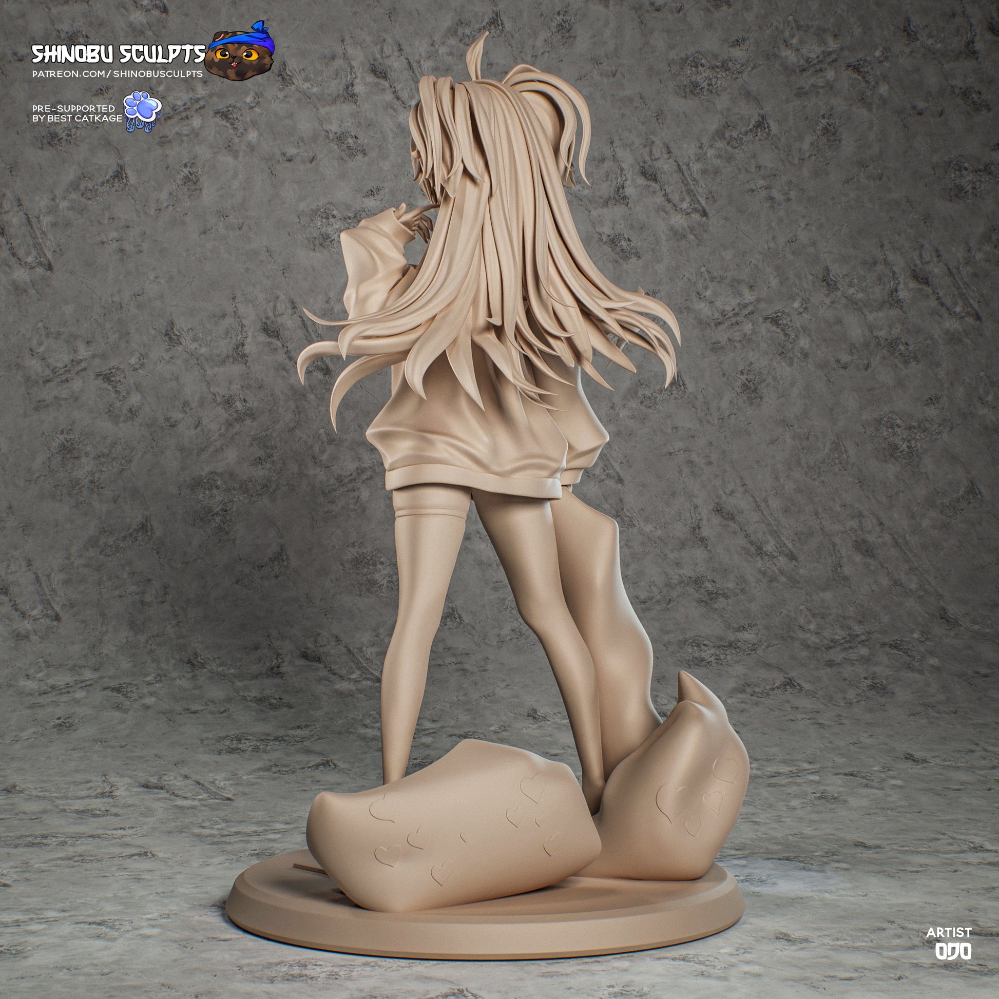 Florence Girls’ Frontline 2 Exilium 1:8 scale collectible figure rear view oversized sweater flowing hair thigh-high stockings round display base