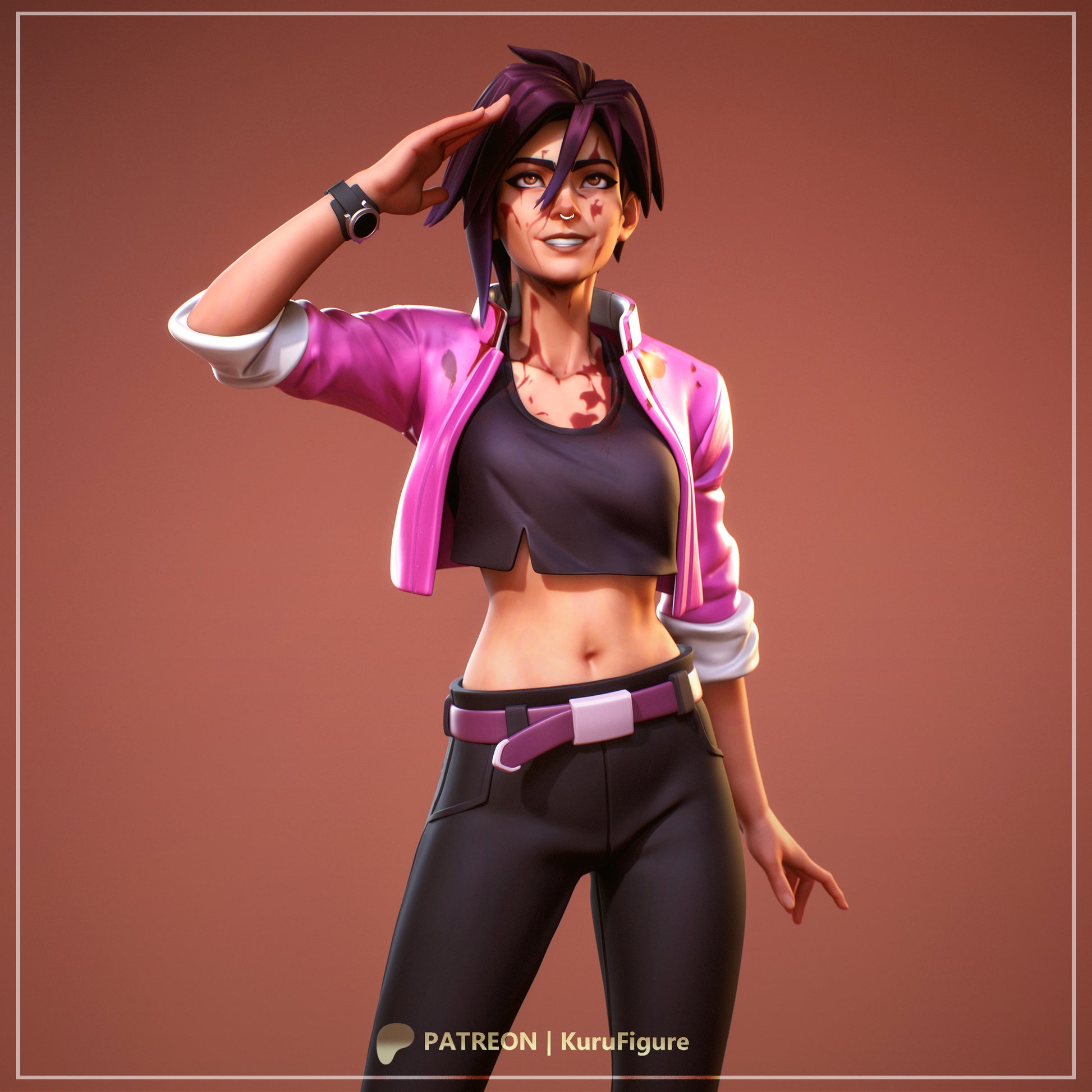 Invisigal Dispatch anime collectible figure painted close-up torso and facial detail