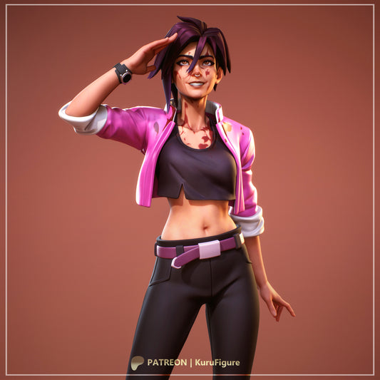 Invisigal Dispatch anime collectible figure painted close-up torso and facial detail