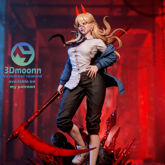power chainsaw man 1:6 scale figure standard outfit shirt jacket pants blood scythe weapon detailed base anime collectible dm minis