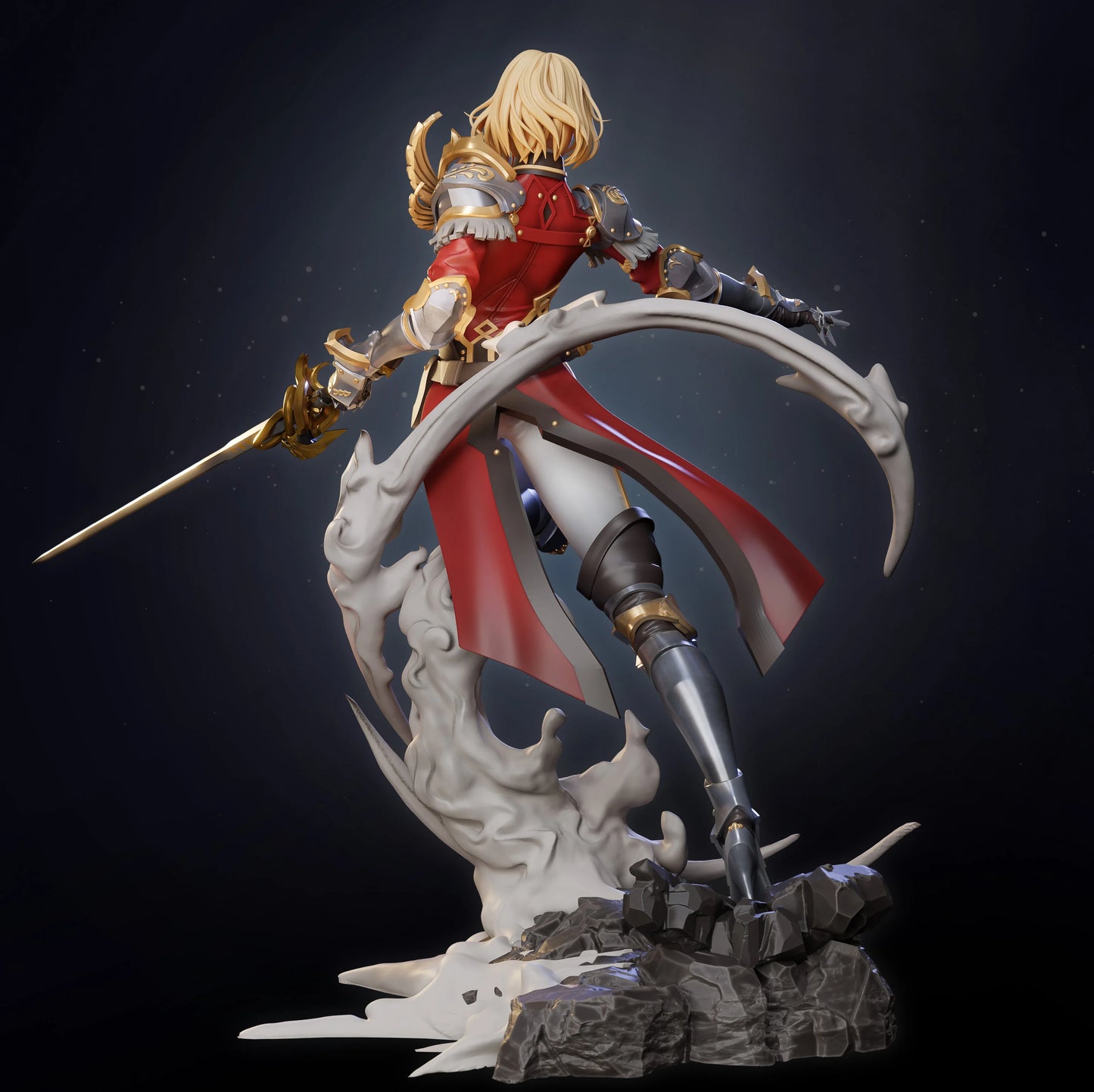 Cha Hae-In Solo Leveling 1:7 scale collectible statue rear view – detailed red armor cape and sword anime figure