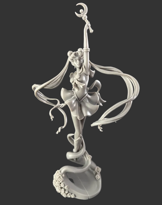 usagi tsukino sailor moon 1-6 scale figure raw print photo showing extended arm pose with crescent wand long flowing hair detailed sailor uniform and rose-wrapped base
