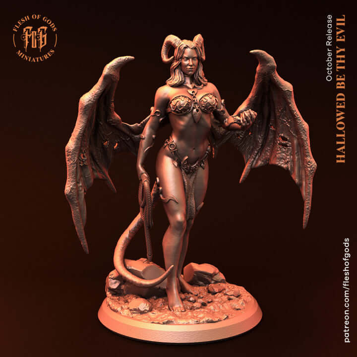 A seductive demon with bat-like wings, sharp horns, and a curvaceous figure, often depicted with a mischievous or alluring expression.