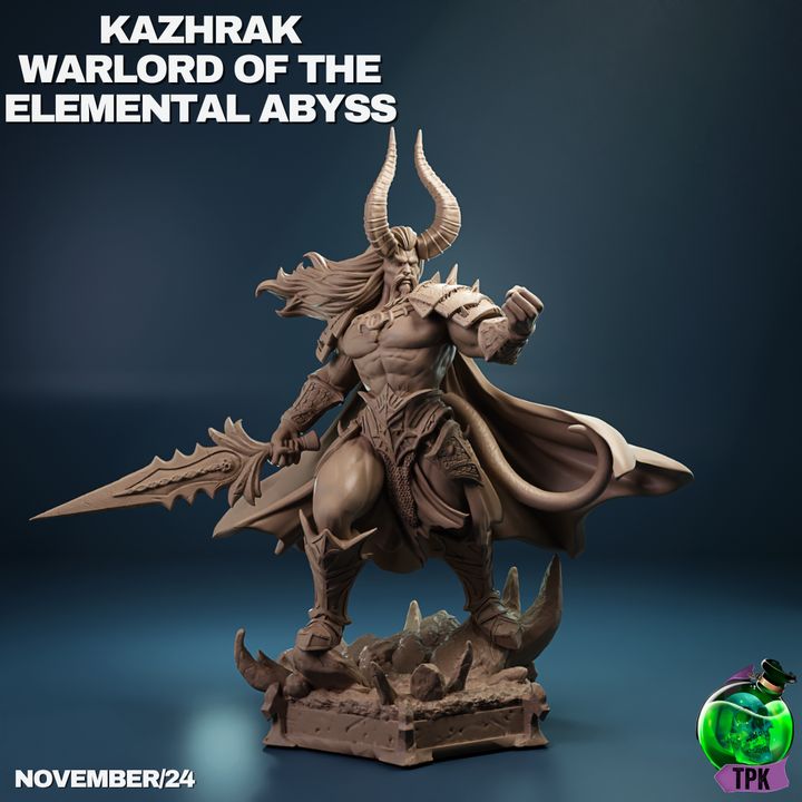 Kazhrak, looking majestic and slightly annoyed, like someone who just conquered the abyss but misplaced his keys.