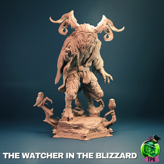 The Watcher in the Blizzard – Owl Spirit Winter Guardian – Fantasy Monster Miniature & Bust