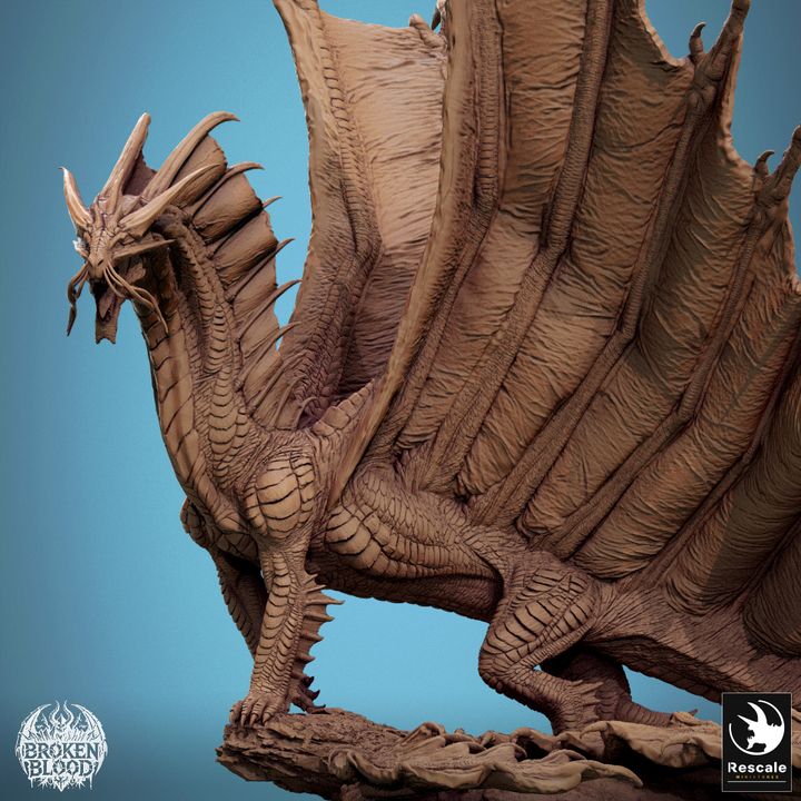 Close-up of the Legendary Metallic Gold Dragon, showcasing intricate wing textures and scaled details.