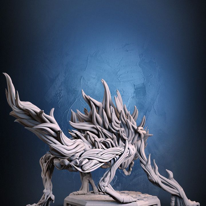 The Deadbeast miniature with intricate skeletal structure and sharp features.