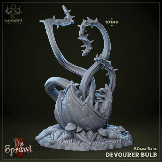 Devourer Bulb figurine with thorn-covered tendrils rising from a bulbous plant base, ideal for depicting monstrous plant creatures in tabletop RPGs.