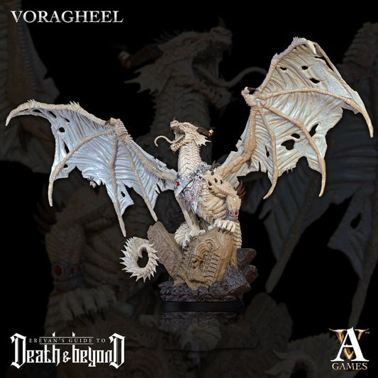 Voragheel, the Vampire Dragon, displaying tattered wings and skeletal details for tabletop RPG campaigns like Dungeons & Dragons.