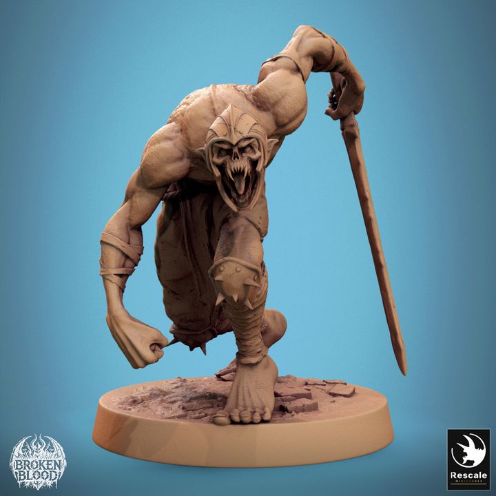 Shown in a low, stalking crawl, this figure has an intimidating, beast-like posture. Armored spikes and skeletal detailing make it a chilling addition to undead hordes in TTRPG settings