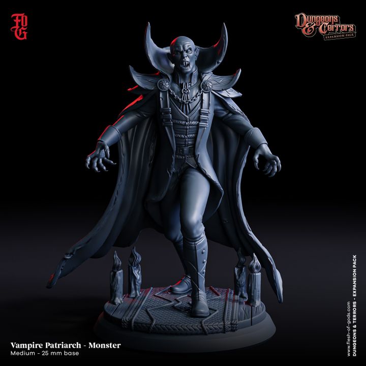 Vampire Patriarch Monster miniature standing menacingly with arms outstretched and skeletal features.