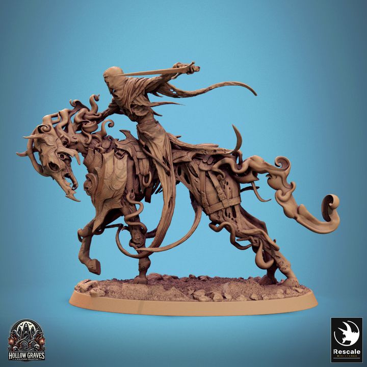 Doomstride rider charging forward with sword raised, mounted on a twisted undead horse.