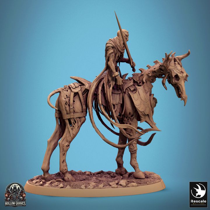 Doomstride rider in resting stance, with the skeletal horse walking forward.