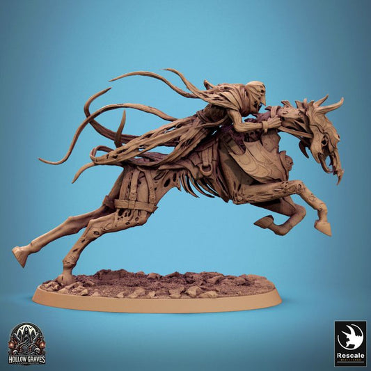 Doomstride rider charging forward with sword raised, mounted on a twisted undead hors