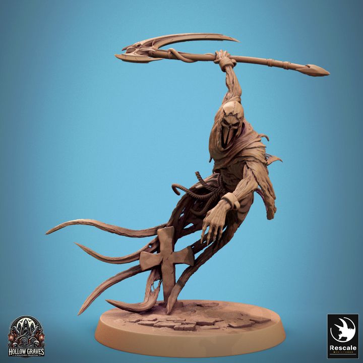 The Masked Ghost unleashes a heavy scythe strike, making it a perfect adversary for dark fantasy campaigns.