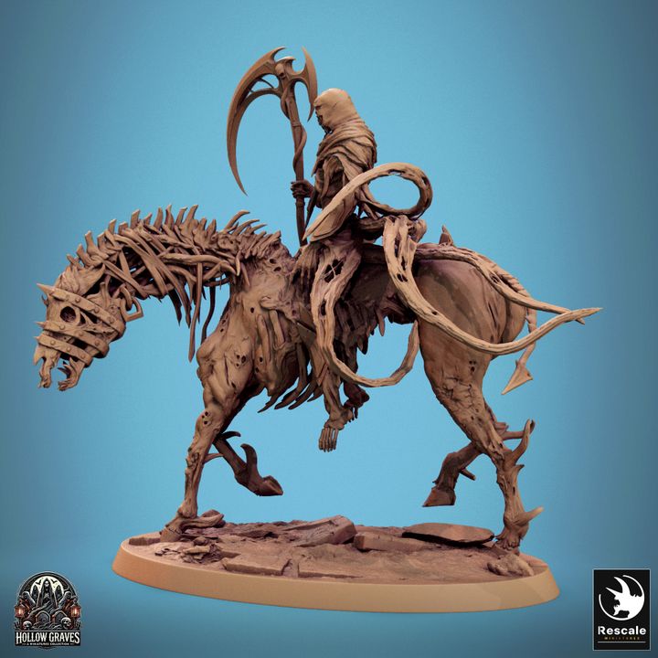 Wraithbound Cavalier in resting pose, mounted on a skeletal steed.