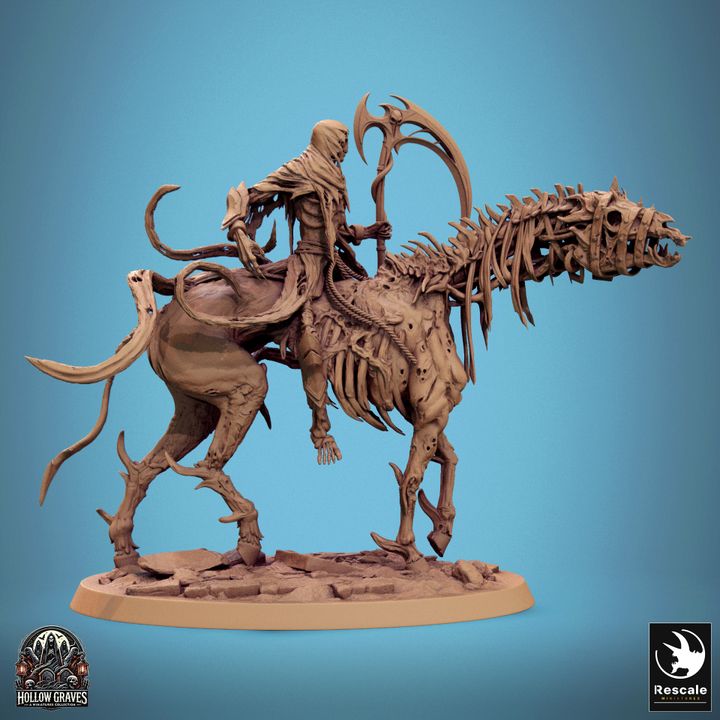 Wraithbound Cavalier riding a skeletal steed, depicted in a side pose.