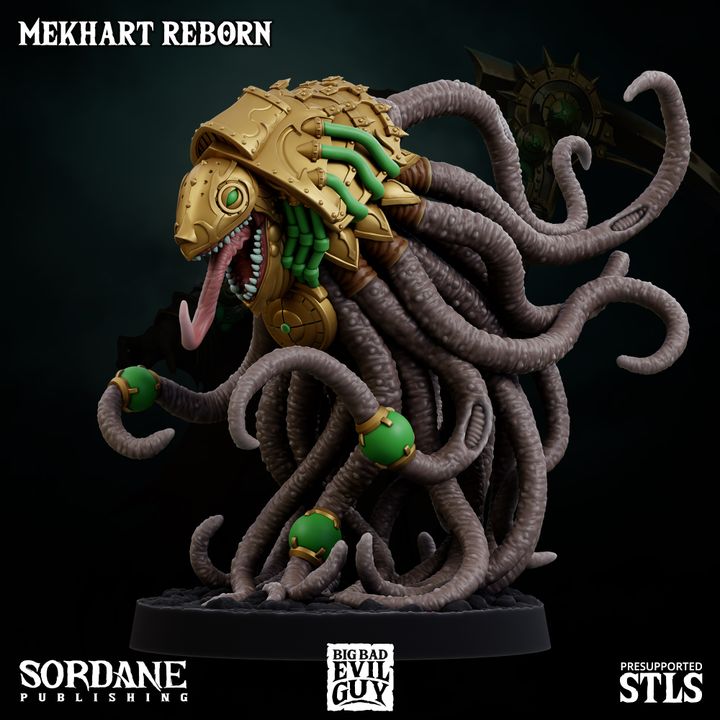 Mekhart Reborn mechanical grell-inspired creature with multiple tentacles and mechanical features.