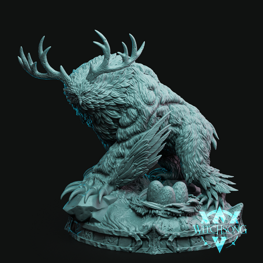 Full model of the Owlbear Elder guarding its eggs like the proud PTA president of the monster world, ideal for Dungeons & Dragons, Pathfinder, or egg-themed adventures.